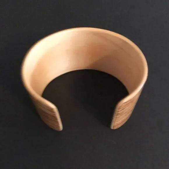 Handmade zebra wood bent veneer cuff. - Picture 3 of 7